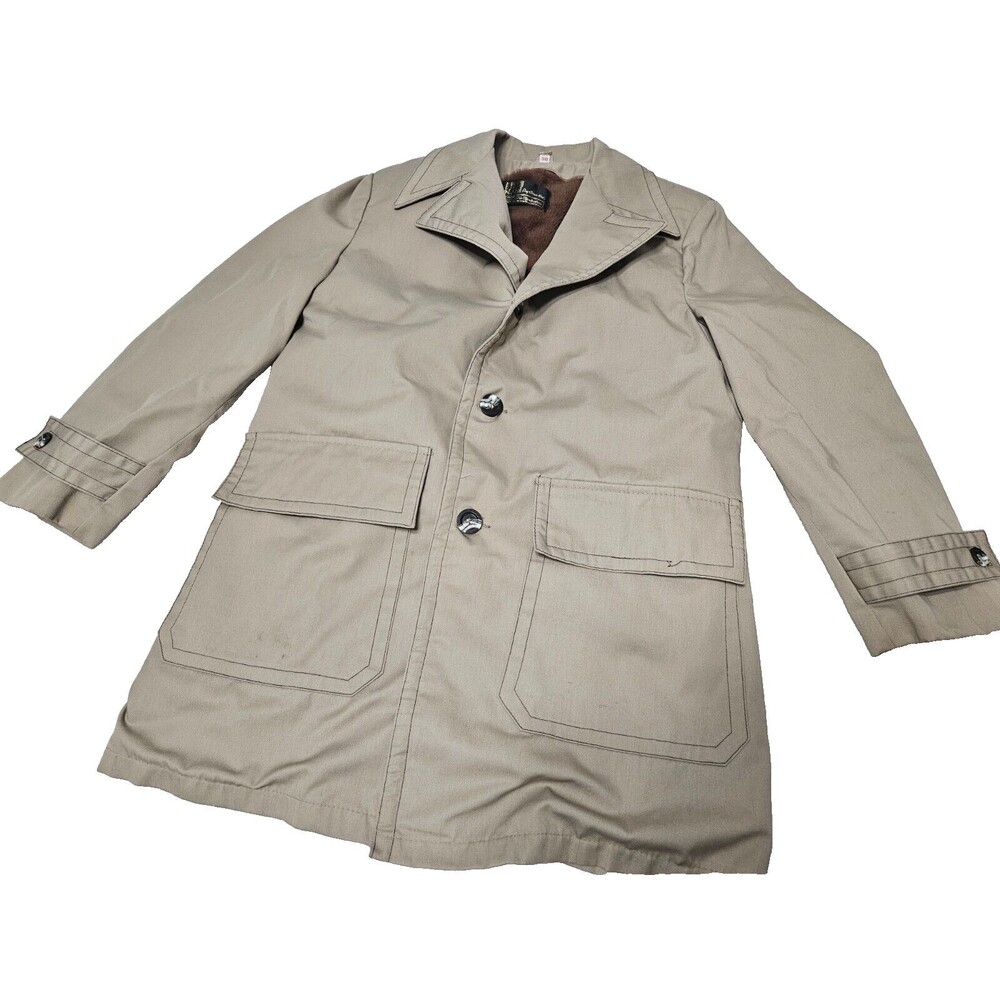 Vintage SEARS The Mens Store Lined Trench Coat, Beige, Size 38